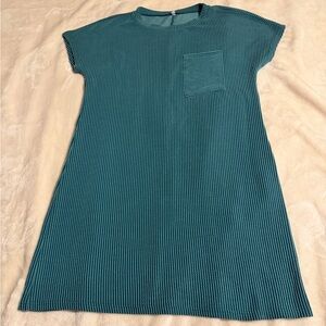 Teal Ribbed Short Sleeve M Dress